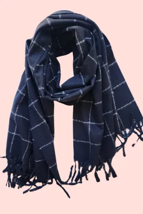 Wool and Cashmere Scarf in Black Check