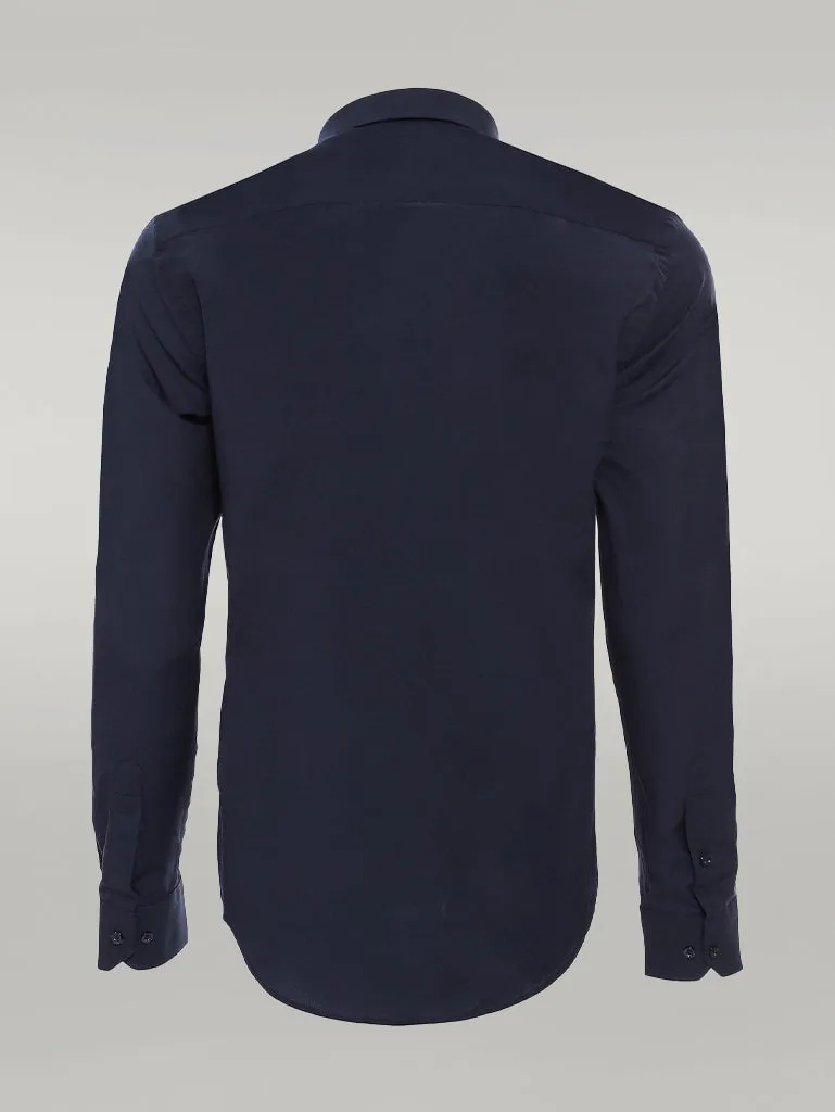 WSS Plain Long Sleeves Regular Fit Navy Blue Men Shirt  - Singen