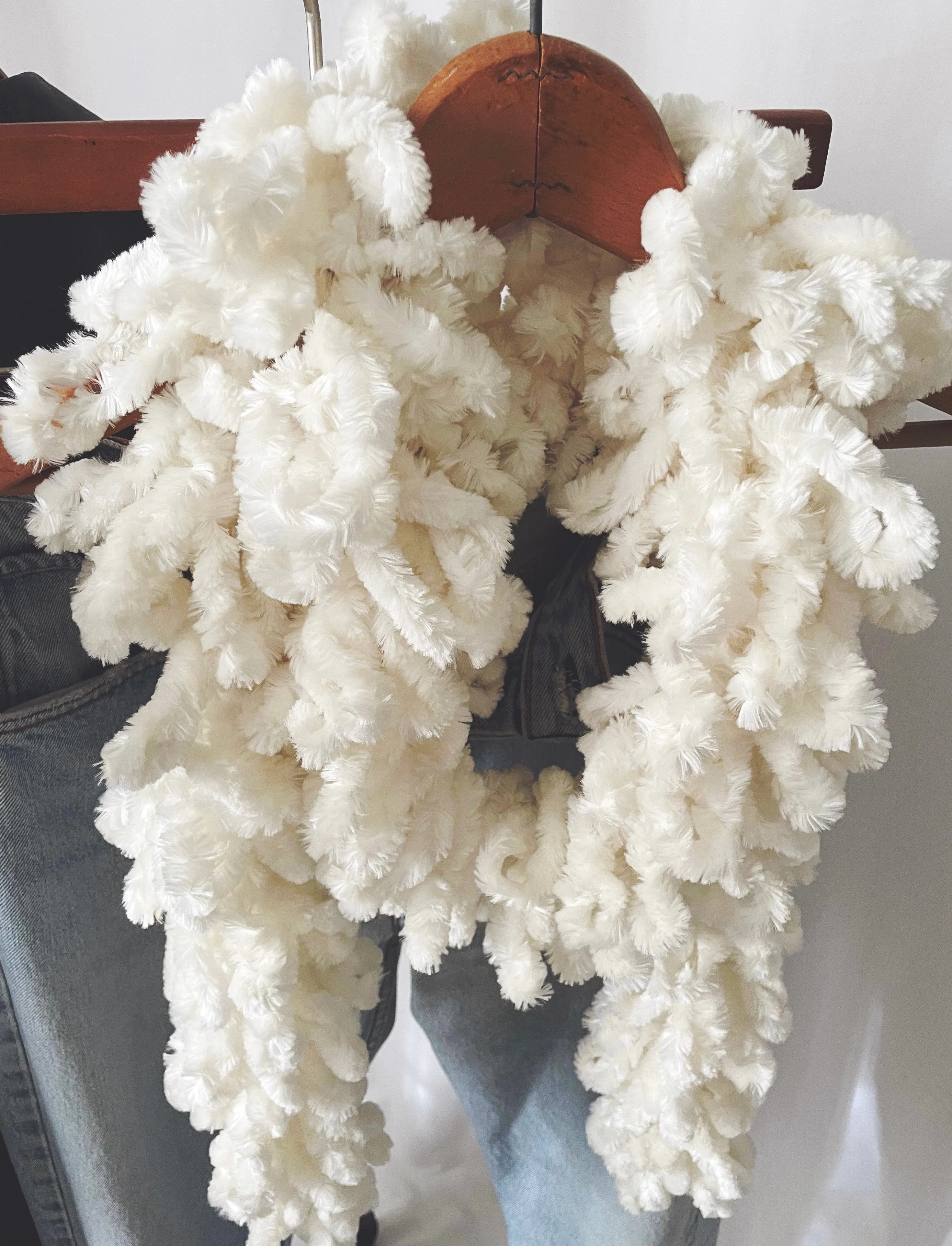 Y2K Chunky Knit Shaggy Fringed Boa Scarf