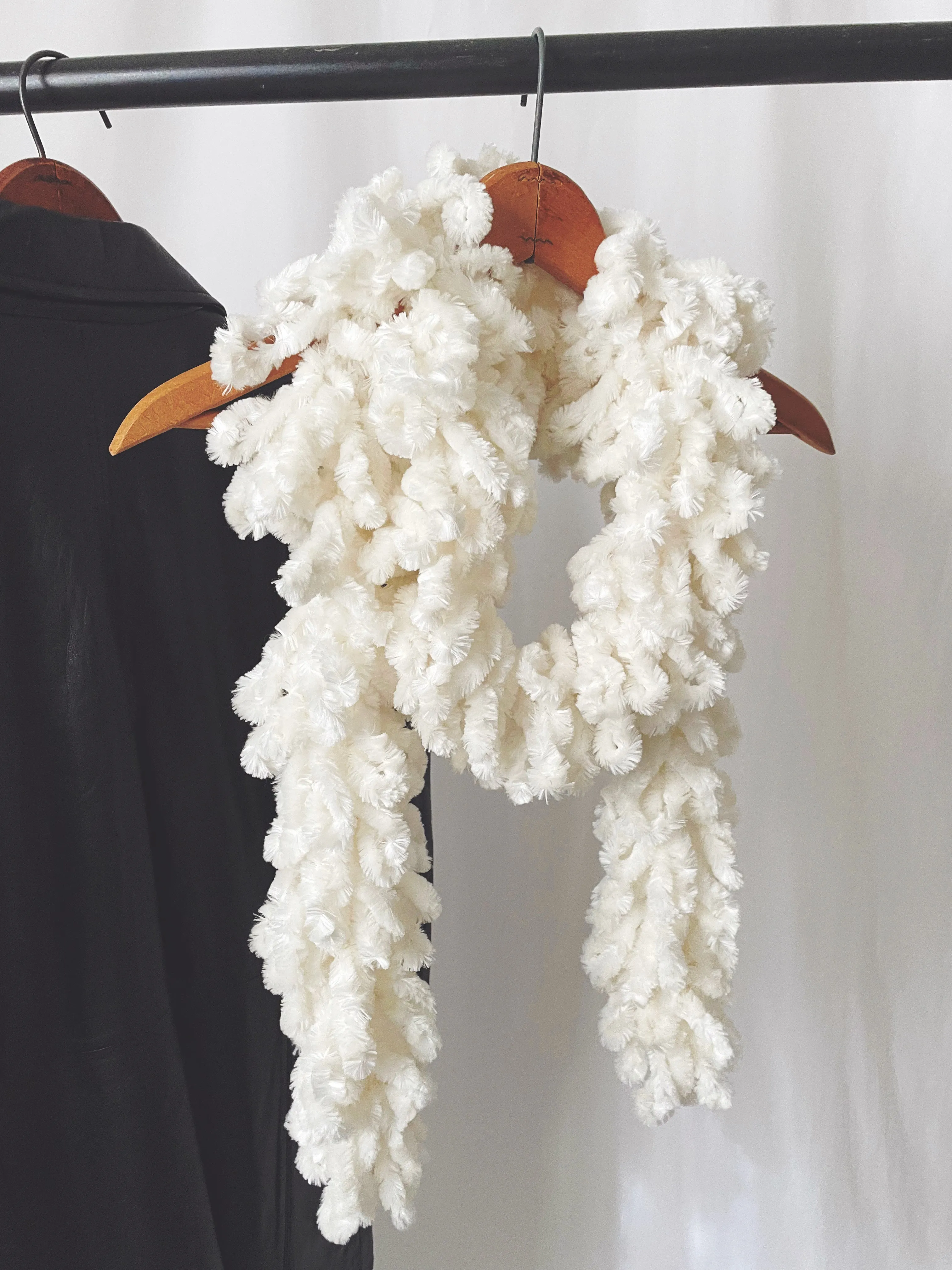 Y2K Chunky Knit Shaggy Fringed Boa Scarf