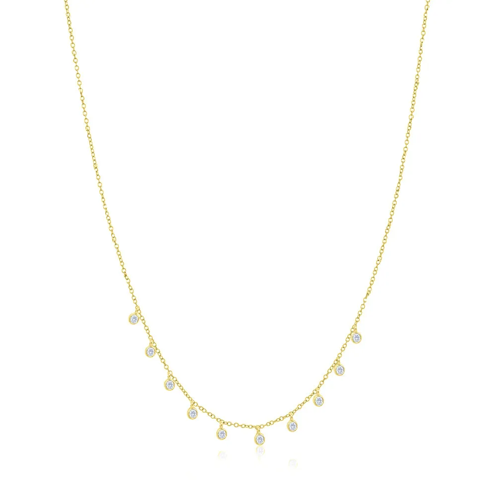 Yellow Gold Choker with Diamond 10 Bezels